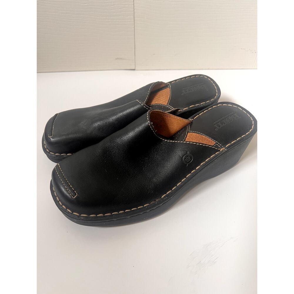 Born Y2K Chunky Slides Black Leather Size 8